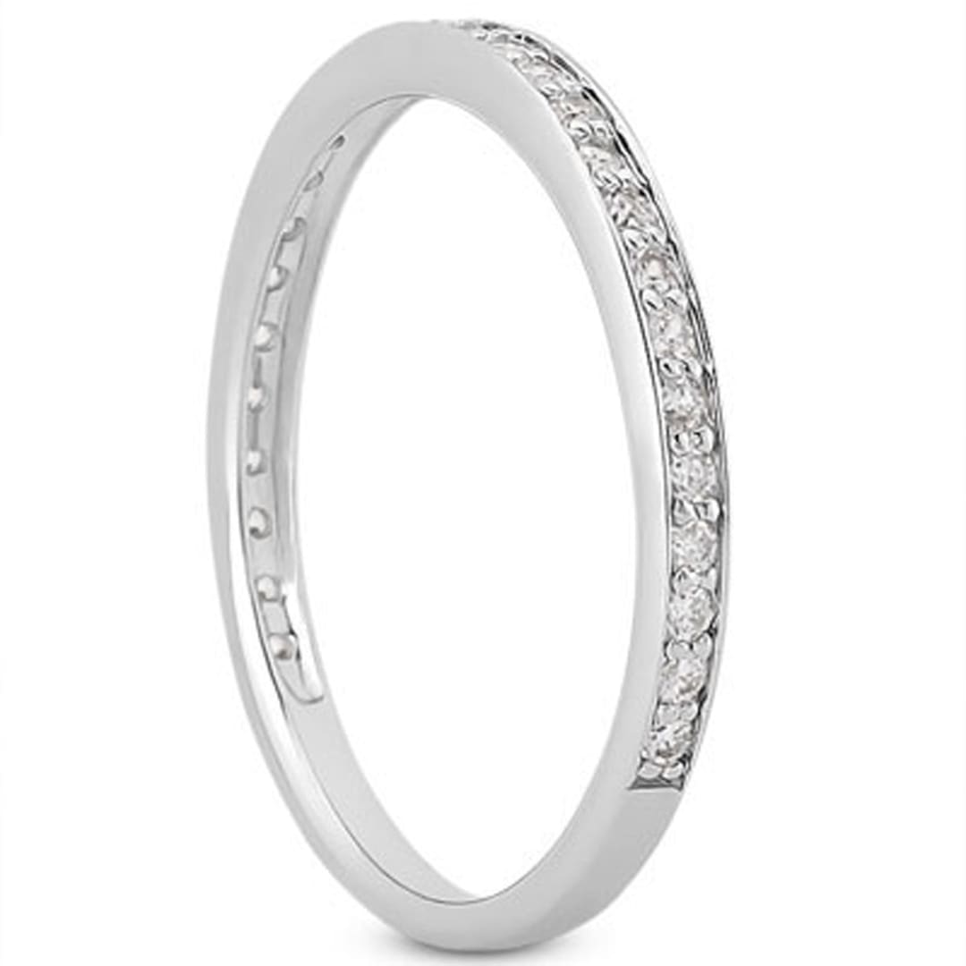 14k White Gold Micro-pave Diamond Wedding Ring Band Set 3/4 Around | Richard Cannon