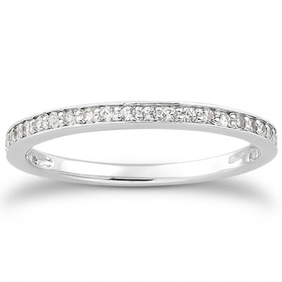 14k White Gold Micro-pave Diamond Wedding Ring Band Set 3/4 Around | Richard Cannon