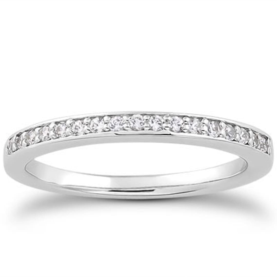 14k White Gold Micro-pave Flat Sided Diamond Wedding Ring Band | Richard Cannon Jewelry