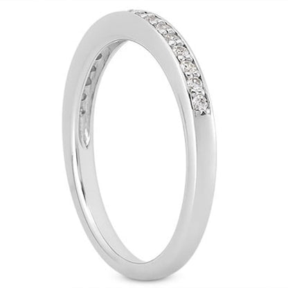 14k White Gold Micro-pave Flat Sided Diamond Wedding Ring Band | Richard Cannon Jewelry