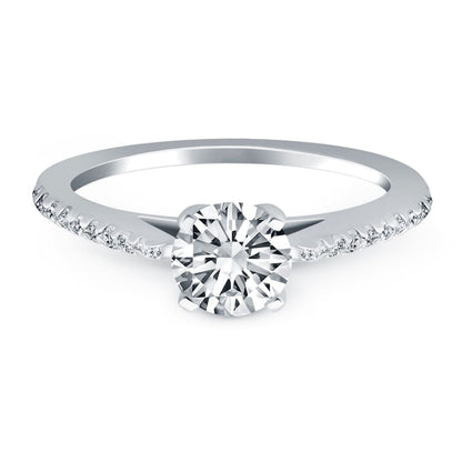 14k White Gold Micro Prong Diamond Cathedral Engagement Ring | Richard Cannon Jewelry