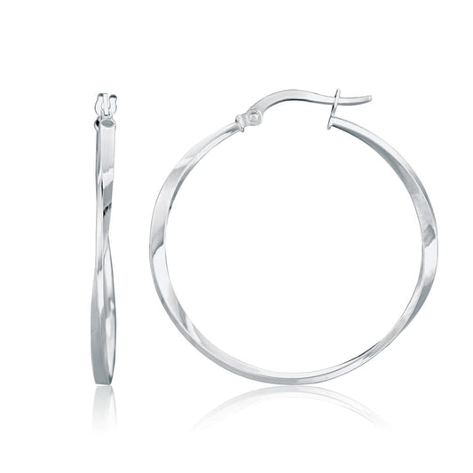 14k White Gold Mobius Twisted Hoop Earrings | Richard Cannon Jewelry