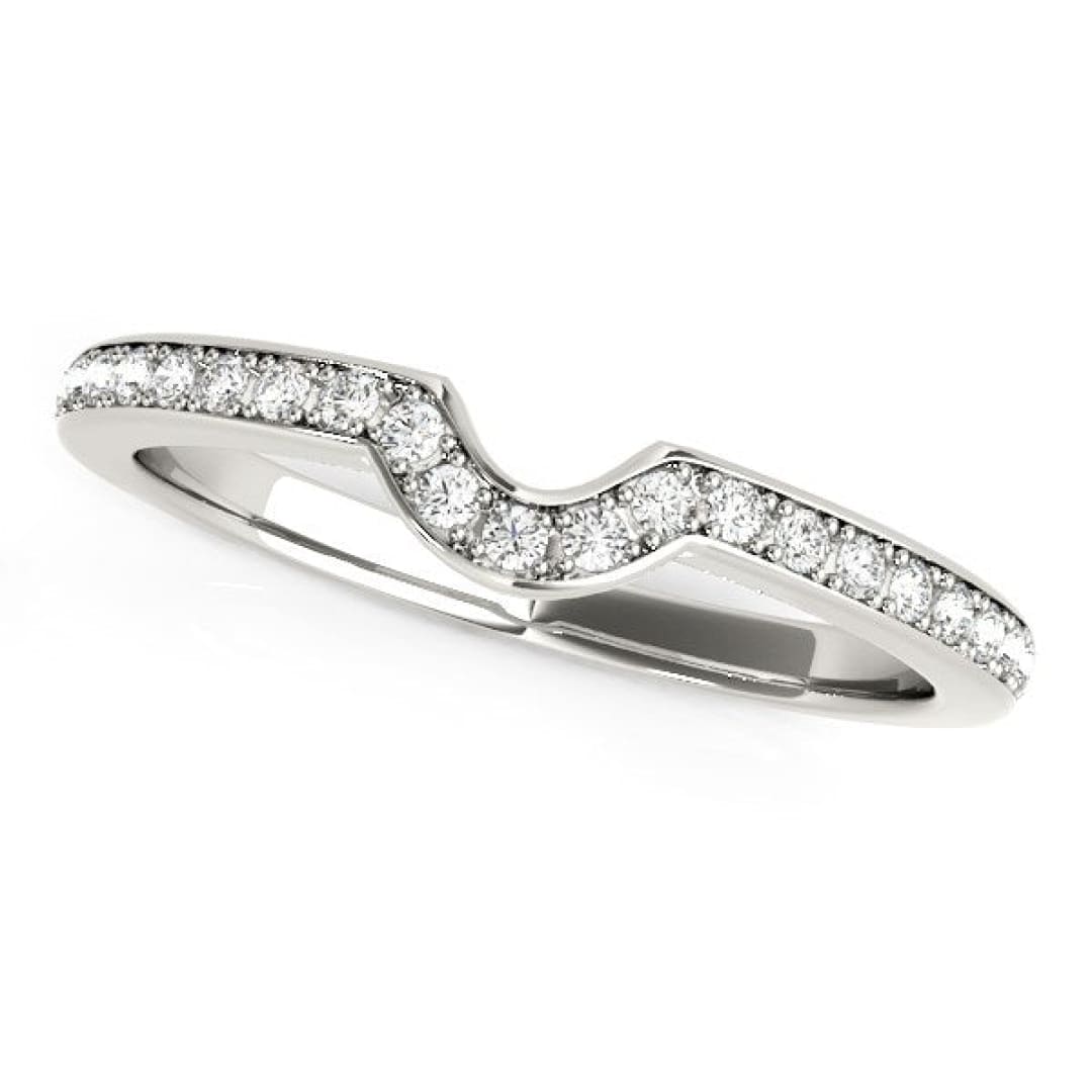 14k White Gold Modern Curved Prong Set Diamond Wedding Band (1/8 cttw) | Richard Cannon