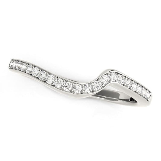 14k White Gold Modern Curved Wedding Ring (1/5 cttw) | Richard Cannon Jewelry