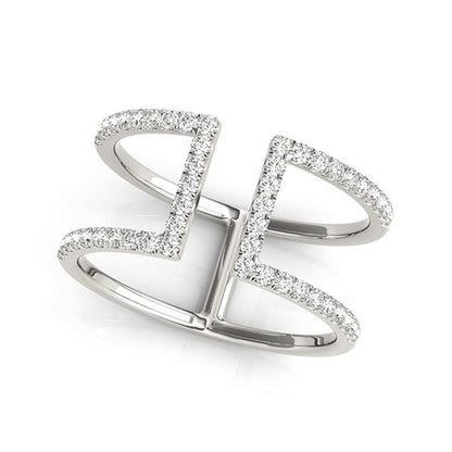 14k White Gold Modern Dual Band Style Diamond Ring (1/2 cttw) | Richard Cannon Jewelry