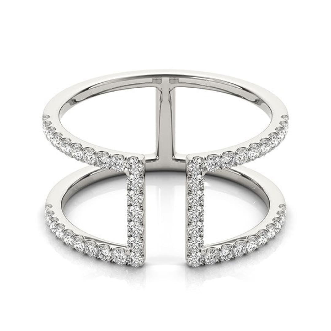 14k White Gold Modern Dual Band Style Diamond Ring (1/2 cttw) | Richard Cannon Jewelry