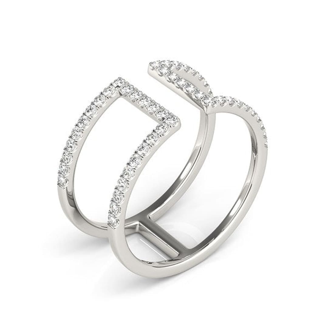 14k White Gold Modern Dual Band Style Diamond Ring (1/2 cttw) | Richard Cannon Jewelry