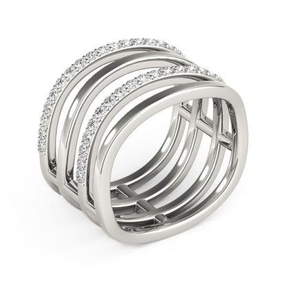 14k White Gold Multiple Band Design Ring with Diamonds (3/8 cttw) | Richard Cannon Jewelry