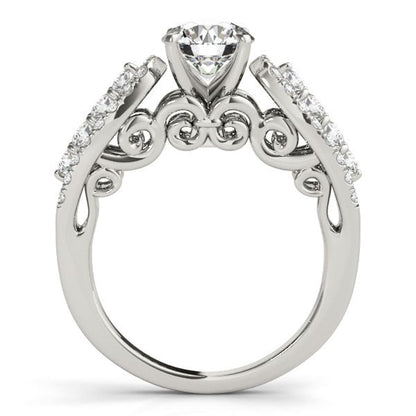 14k White Gold Multirow Shank Round Diamond Engagement Ring (1 1/2 cttw) | Richard Cannon