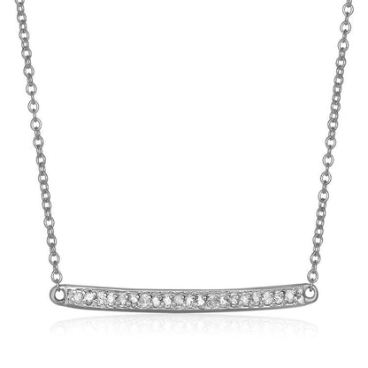 14k White Gold Necklace with Gold and Diamond Bar (1/10 cttw) | Richard Cannon Jewelry