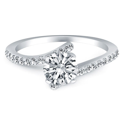 14k White Gold Open Shank Bypass Diamond Engagement Ring | Richard Cannon Jewelry