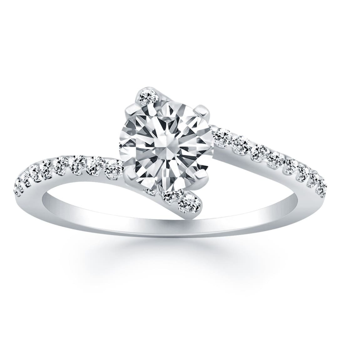 14k White Gold Open Shank Bypass Diamond Engagement Ring | Richard Cannon Jewelry