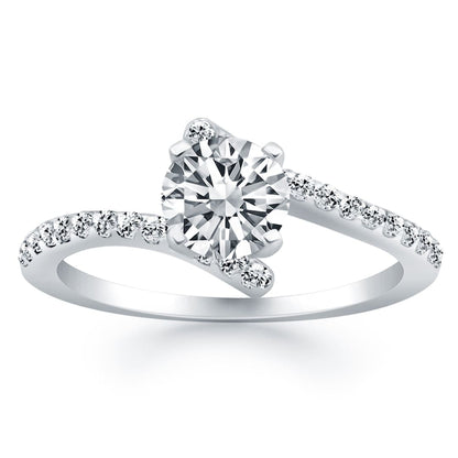 14k White Gold Open Shank Bypass Diamond Engagement Ring | Richard Cannon Jewelry