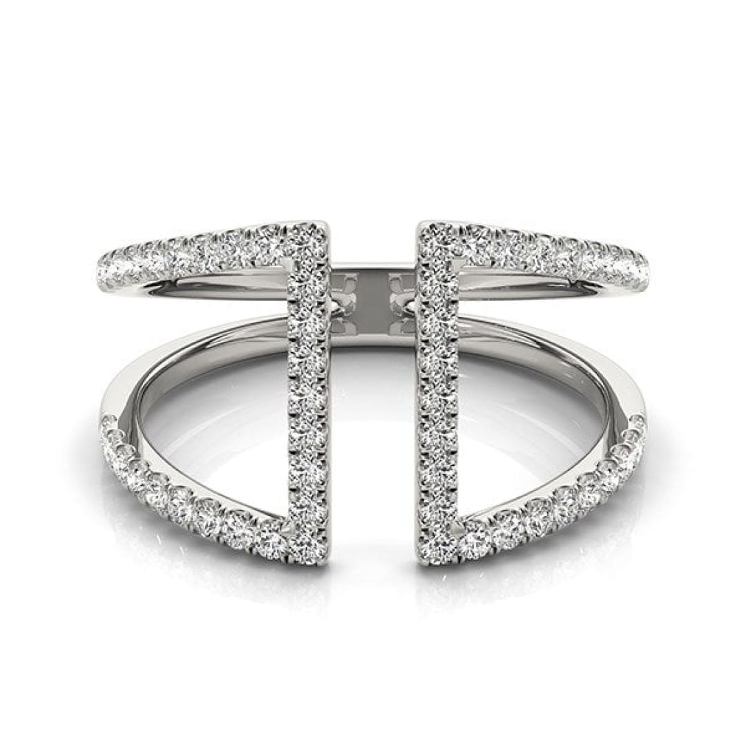 14k White Gold Open Style Dual Band Ring with Diamonds (1/2 cttw) | Richard Cannon Jewelry