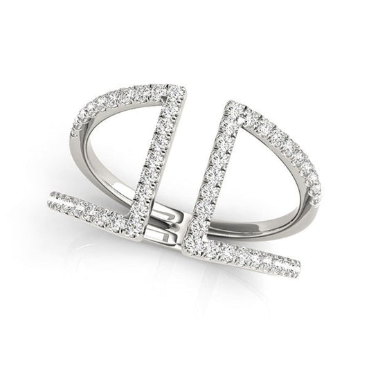 14k White Gold Open Style Dual Band Ring with Diamonds (1/2 cttw) | Richard Cannon Jewelry