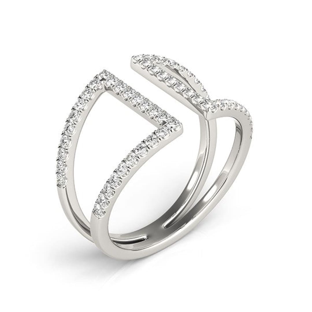 14k White Gold Open Style Dual Band Ring with Diamonds (1/2 cttw) | Richard Cannon Jewelry