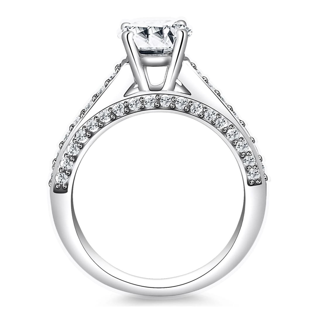 14k White Gold Pave Diamond Cathedral Engagement Ring | Richard Cannon Jewelry