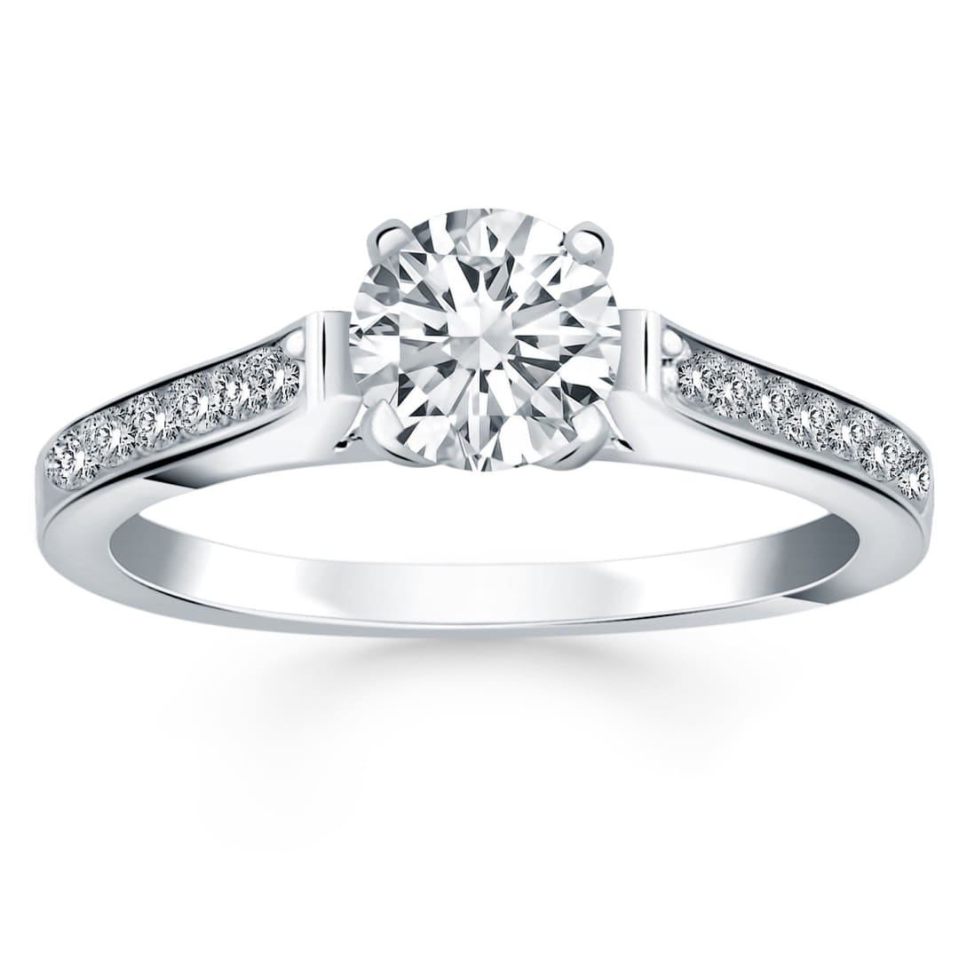 14k White Gold Pave Diamond Cathedral Engagement Ring | Richard Cannon Jewelry