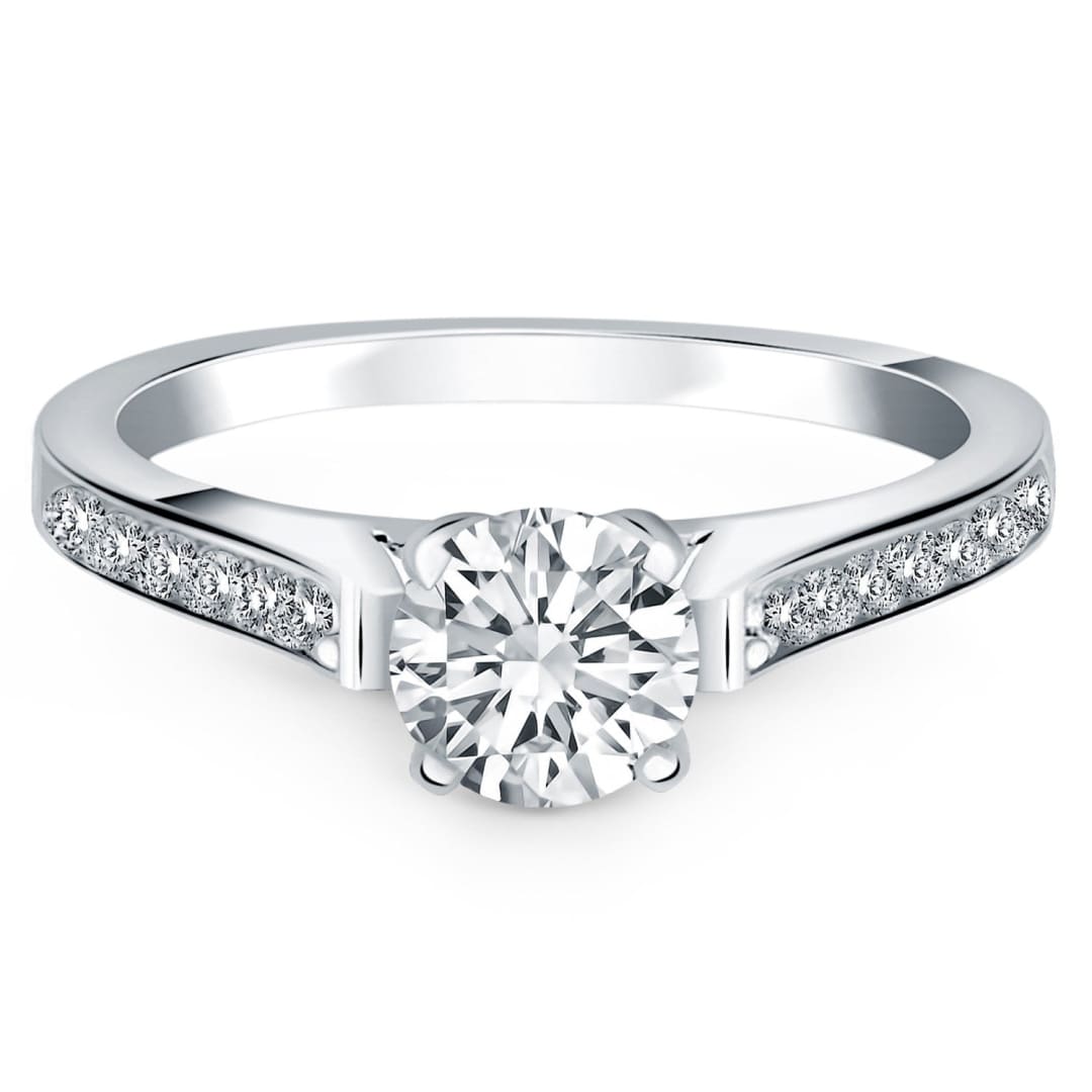 14k White Gold Pave Diamond Cathedral Engagement Ring | Richard Cannon Jewelry