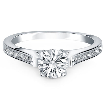 14k White Gold Pave Diamond Cathedral Engagement Ring | Richard Cannon Jewelry