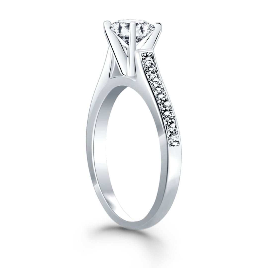 14k White Gold Pave Diamond Cathedral Engagement Ring | Richard Cannon Jewelry