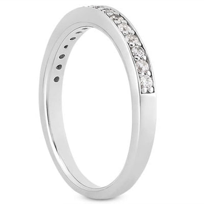 14k White Gold Pave Diamond Wedding Ring Band Set 1/2 Around | Richard Cannon Jewelry