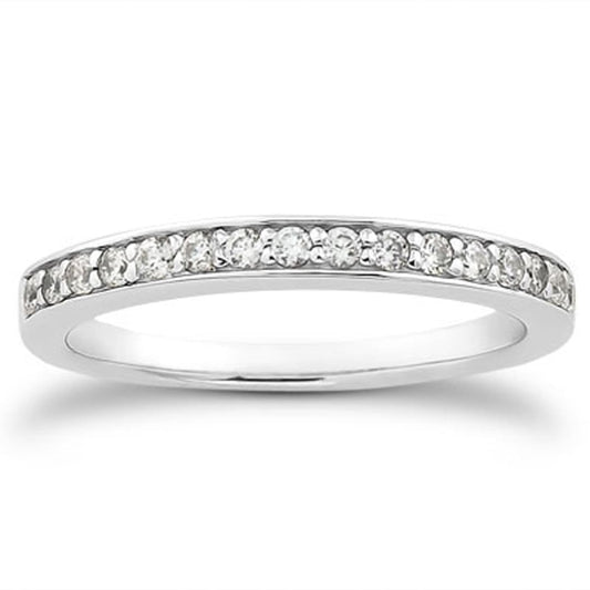 14k White Gold Pave Diamond Wedding Ring Band Set 1/2 Around | Richard Cannon Jewelry