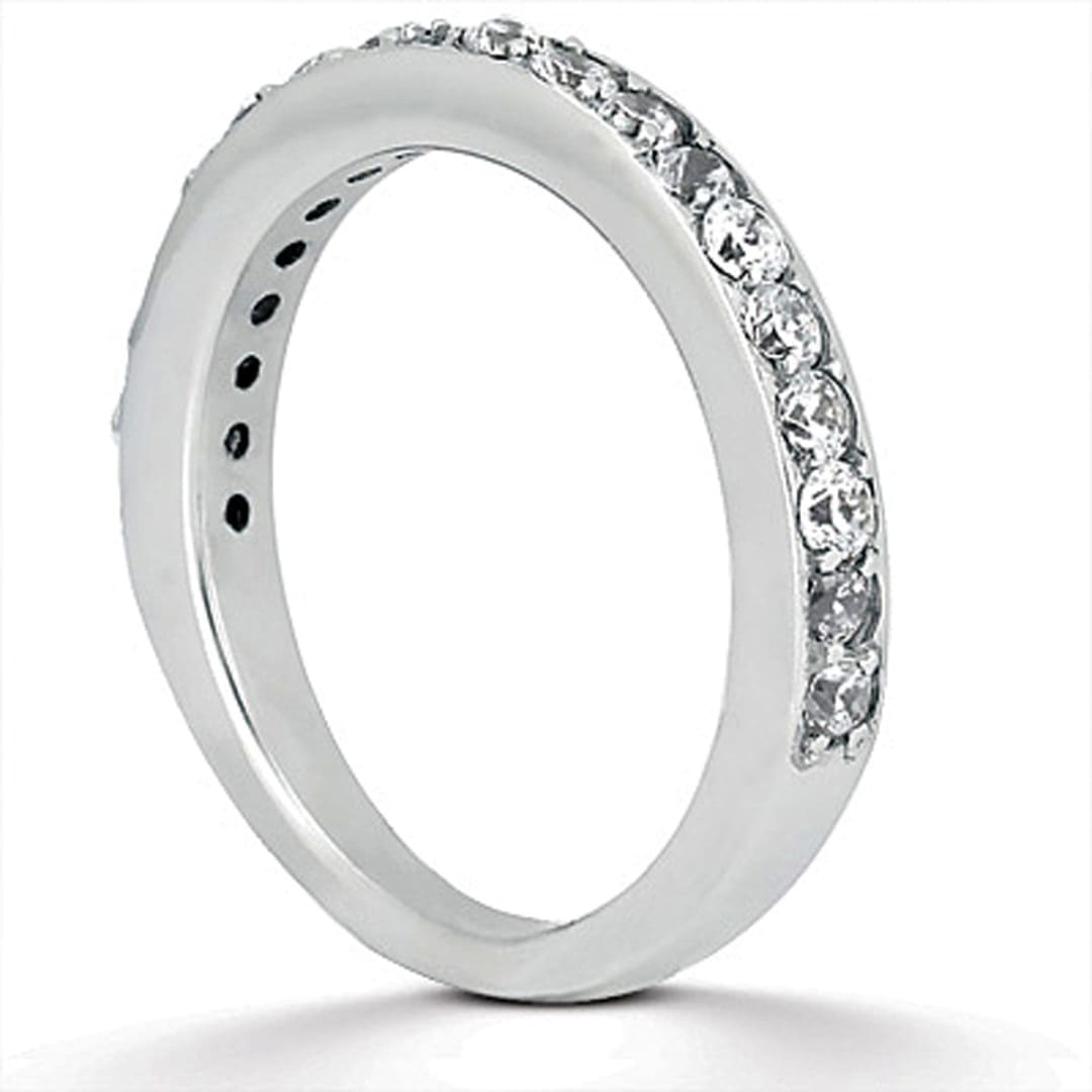 14k White Gold Pave Diamond Wedding Ring Band Set 1/2 Around | Richard Cannon Jewelry