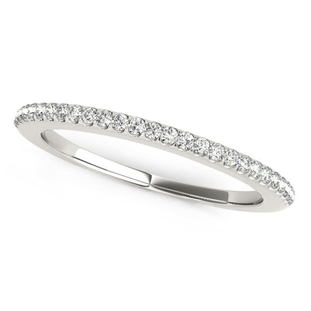 14k White Gold Pave Scallop Setting Diamond Wedding Band (1/8 cttw) | Richard Cannon