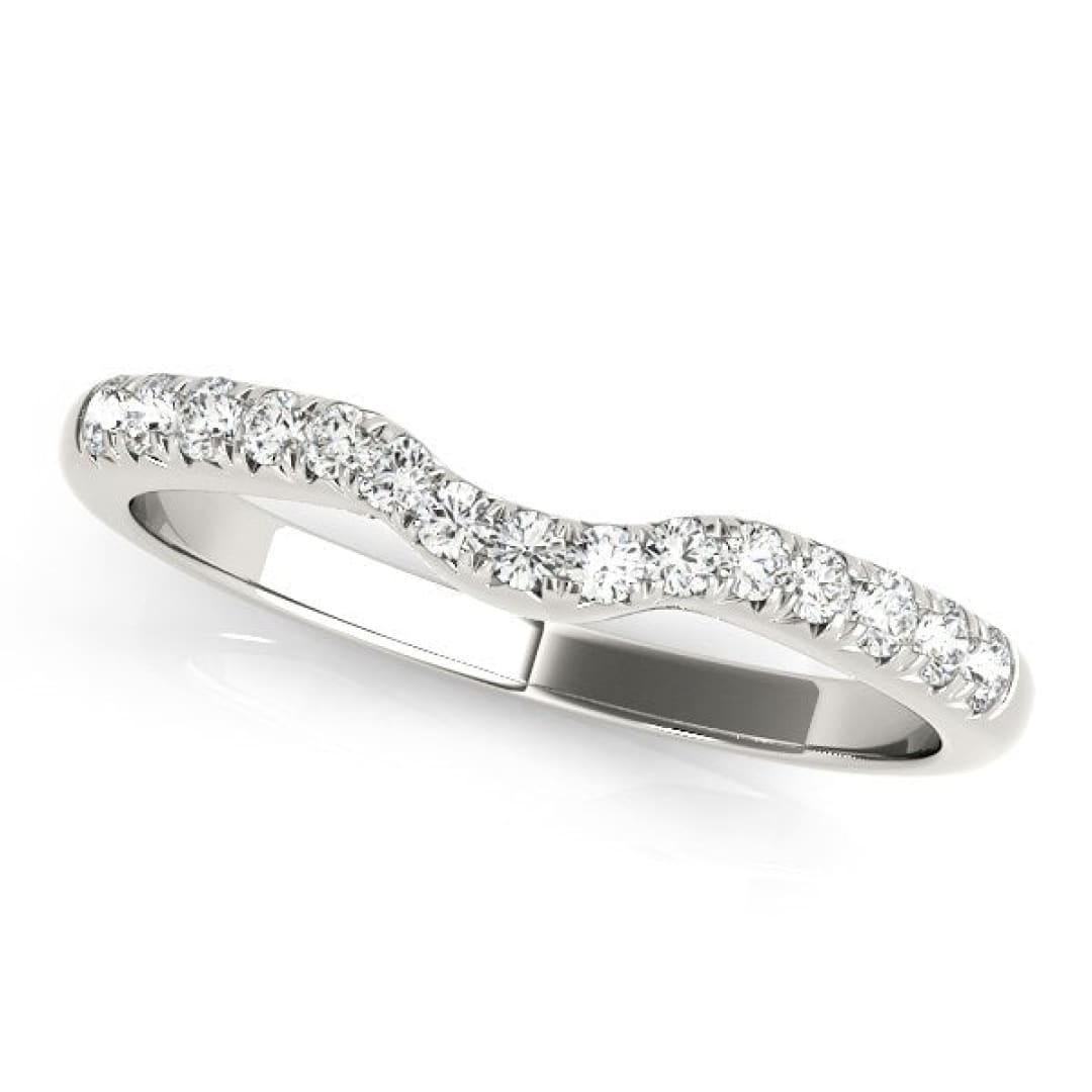 14k White Gold Pave Set Curved Diamond Wedding Band (1/5 cttw) | Richard Cannon Jewelry