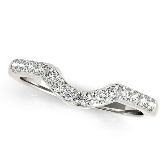 14k White Gold Pave Set Diamond Curved Wedding Band (1/4 cttw) | Richard Cannon Jewelry