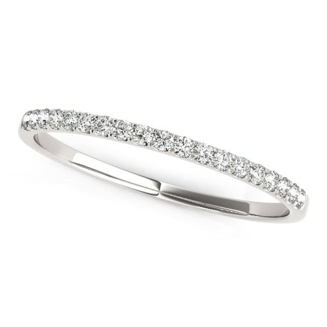 14k White Gold Pave Set Round Diamond Wedding Ring (1/8 cttw) | Richard Cannon Jewelry