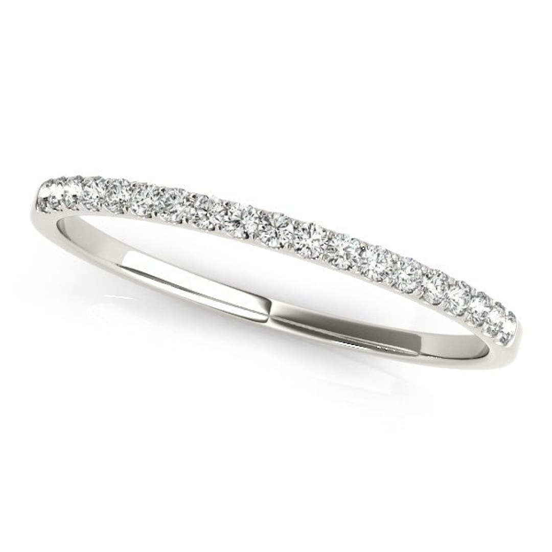 14k White Gold Pave Set Style Round Diamond Wedding Ring (1/8 cttw) | Richard Cannon