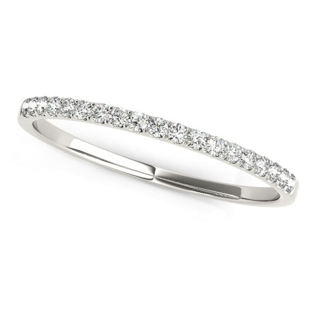 14k White Gold Pave Setting Diamond Wedding Ring (1/8 cttw) | Richard Cannon Jewelry