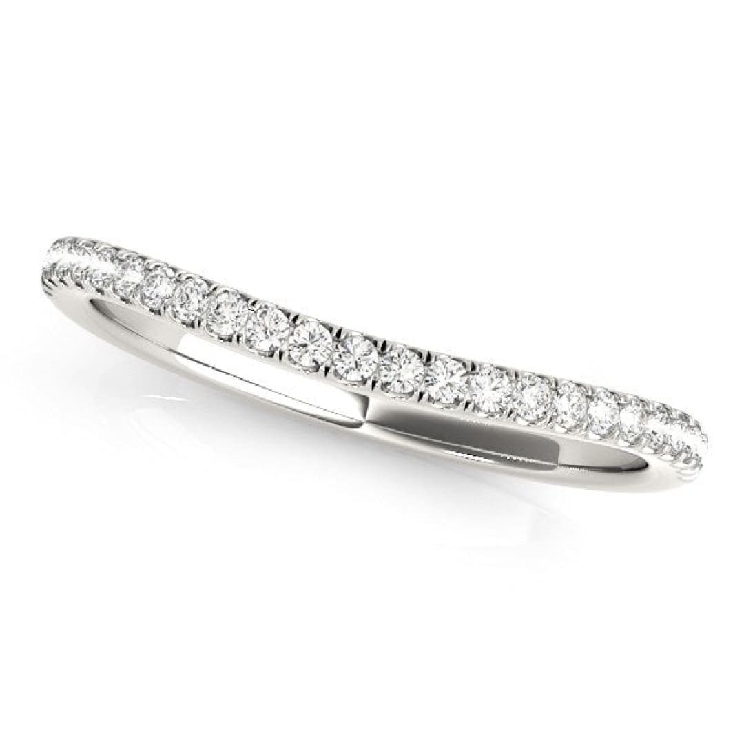 14k White Gold Pave Setting Style Curved Wedding Band (1/10 cttw) | Richard Cannon Jewelry