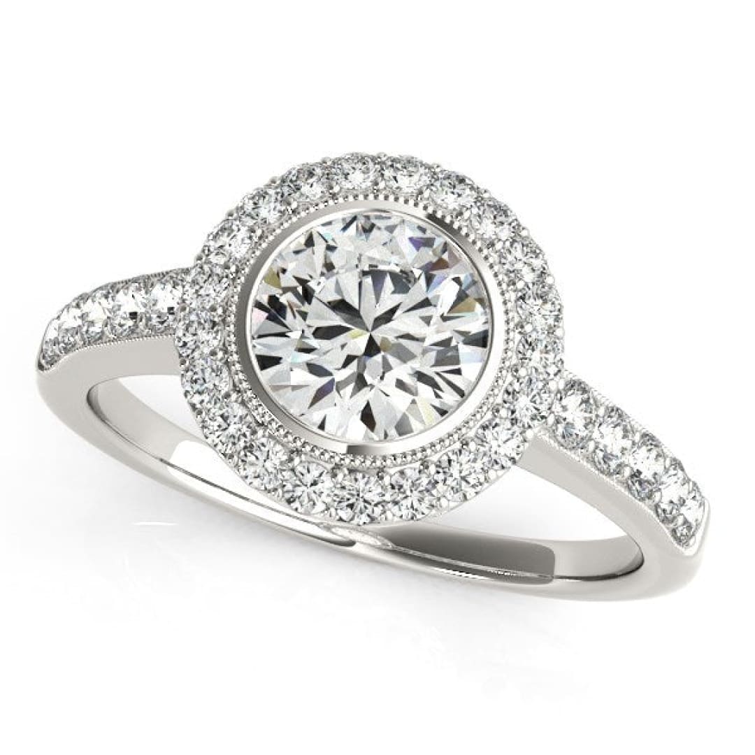 14k White Gold Pave Style Diamond Engagement Ring (1 3/8 cttw) | Richard Cannon Jewelry