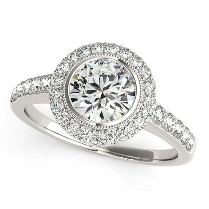 14k White Gold Pave Style Diamond Engagement Ring (1 3/8 cttw) | Richard Cannon Jewelry