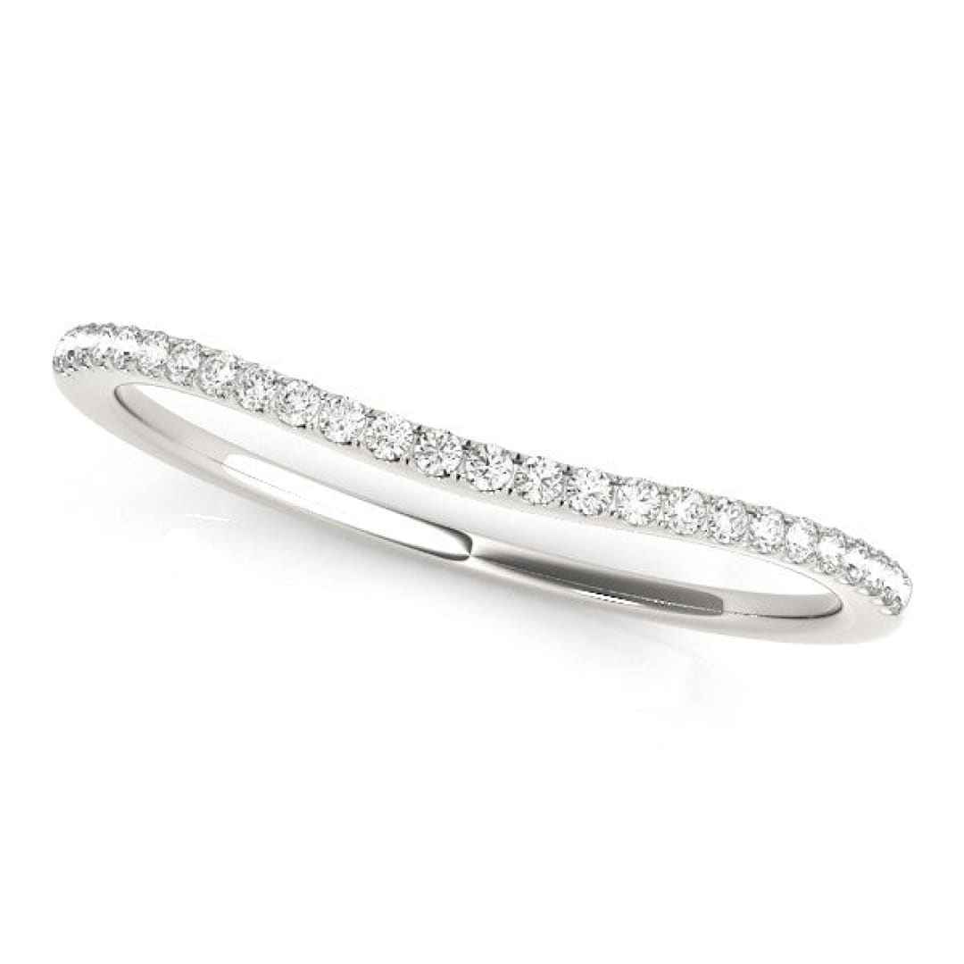 14k White Gold Pave Style Setting Curved Diamond Wedding Band (1/10 cttw) | Richard