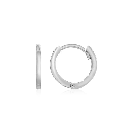 14k White Gold Petite Polished Round Hoop Earrings(1.3x11.5mm) | Richard Cannon Jewelry