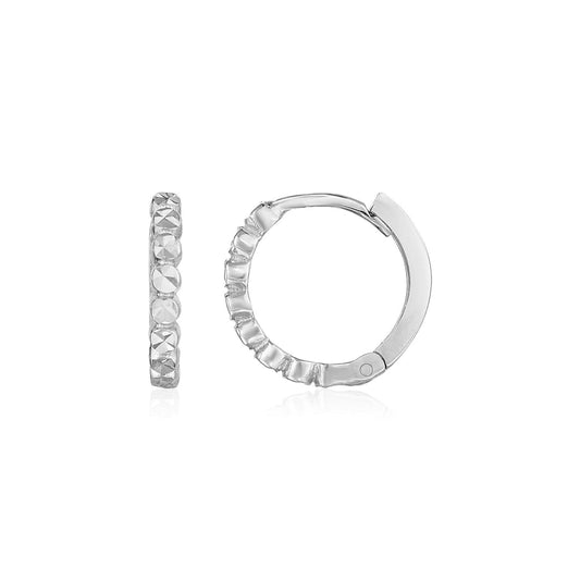 14k White Gold Petite Textured Round Hoop Earrings | Richard Cannon Jewelry