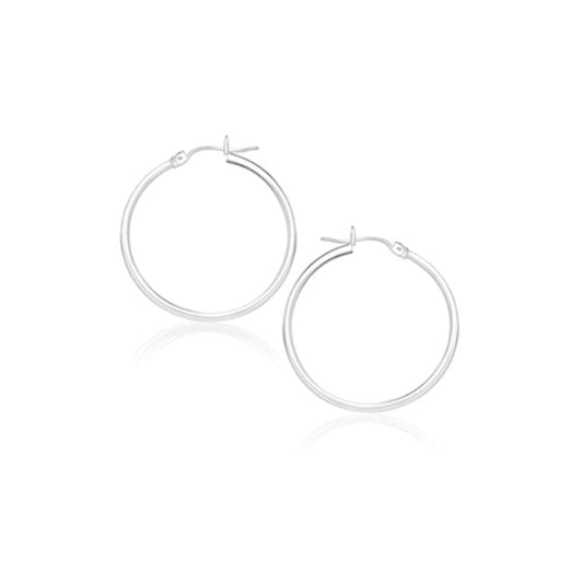 14k White Gold Polished Hoop Earrings (20 mm) | Richard Cannon Jewelry