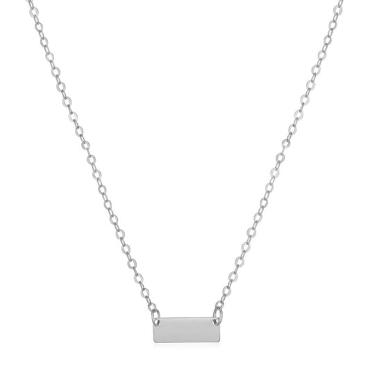 14k White Gold Polished Mini Bar Necklace | Richard Cannon Jewelry