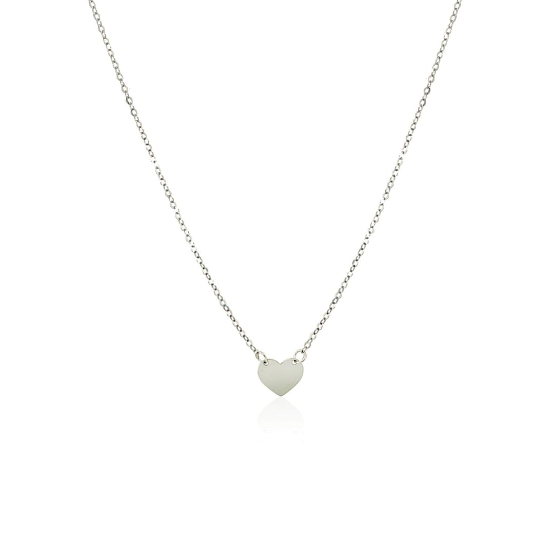 14k White Gold Polished Mini Heart Necklace | Richard Cannon Jewelry