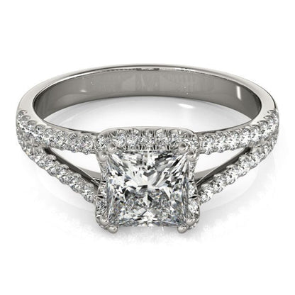 14k White Gold Princes Cut Halo Split Shank Diamond Engagement Ring (2 cttw) | Richard