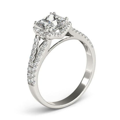 14k White Gold Princes Cut Halo Split Shank Diamond Engagement Ring (2 cttw) | Richard