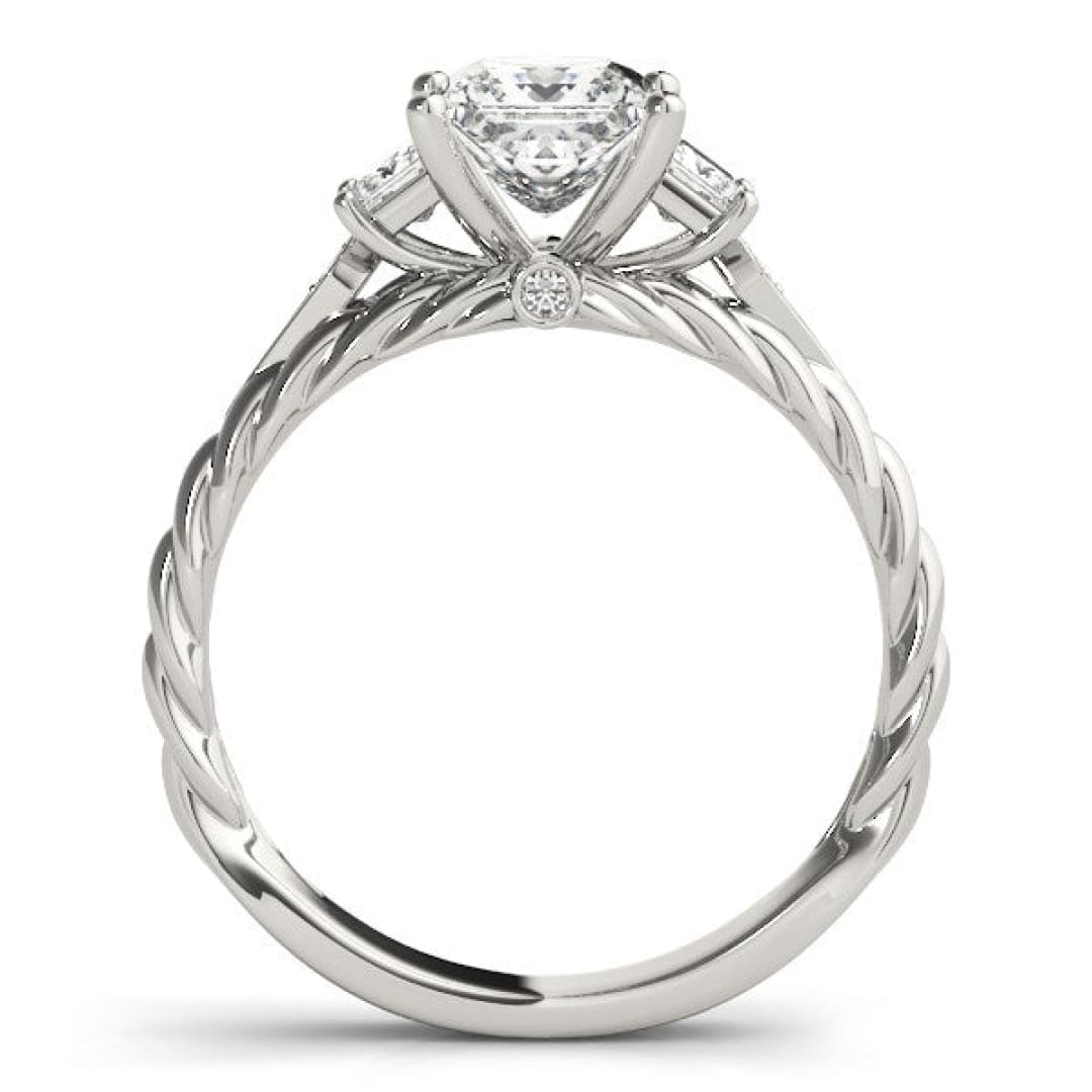 14k White Gold Princess Cut 3 Stone Antique Style Diamond Ring (1 1/8 cttw) | Richard