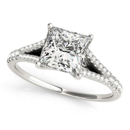 14k White Gold Princess Cut Split Shank Diamond Engagement Ring (1 1/8 cttw) | Richard