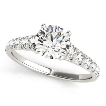 14k White Gold Prong Set Graduated Diamond Engagement Ring (1 7/8 cttw) | Richard Cannon