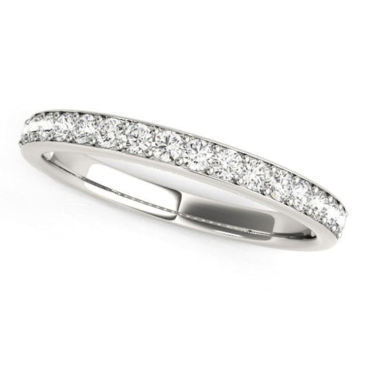 14k White Gold Prong Set Wedding Band with Diamonds (1/3 cttw) | Richard Cannon Jewelry