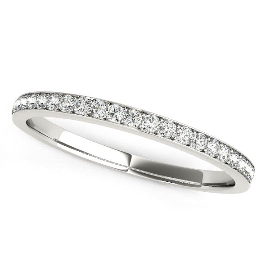 14k White Gold Prong Setting Round Diamond Wedding Band (1/5 cttw) | Richard Cannon